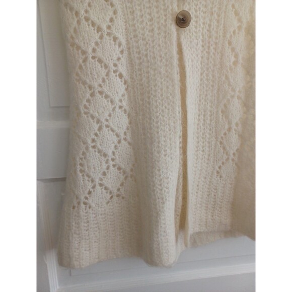 Eddie Bauer handknit mohair blend sweater vest womens M ivory soft light layer - Picture 5 of 10